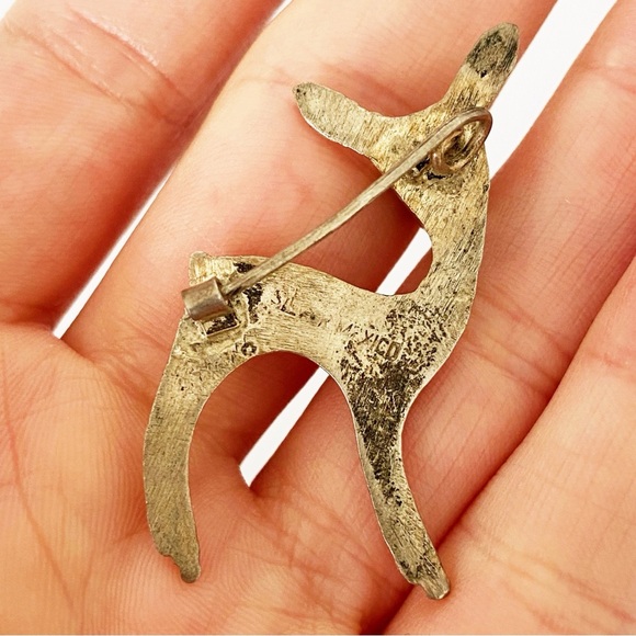 Vintage sterling silver deer brooch pin - Picture 5 of 6